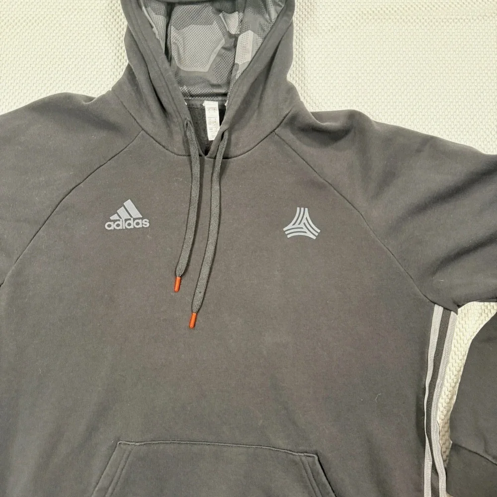 Adidas Tango Mens Large Black Gray Salmon Pink 3-Stripes Soccer Pullover Hoodie
